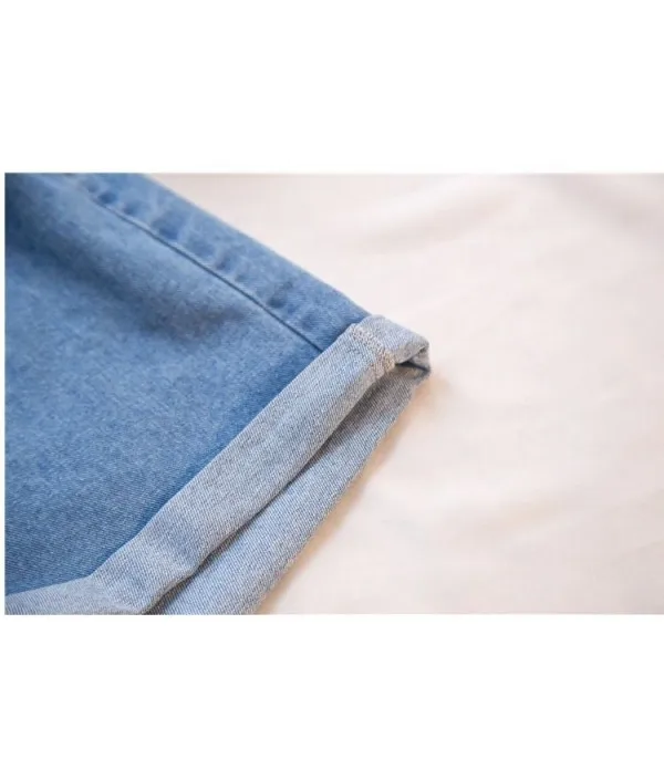 Shorts in denim caramella elastico