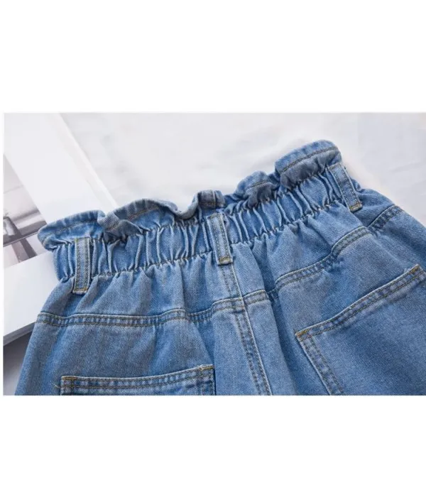Shorts in denim caramella elastico