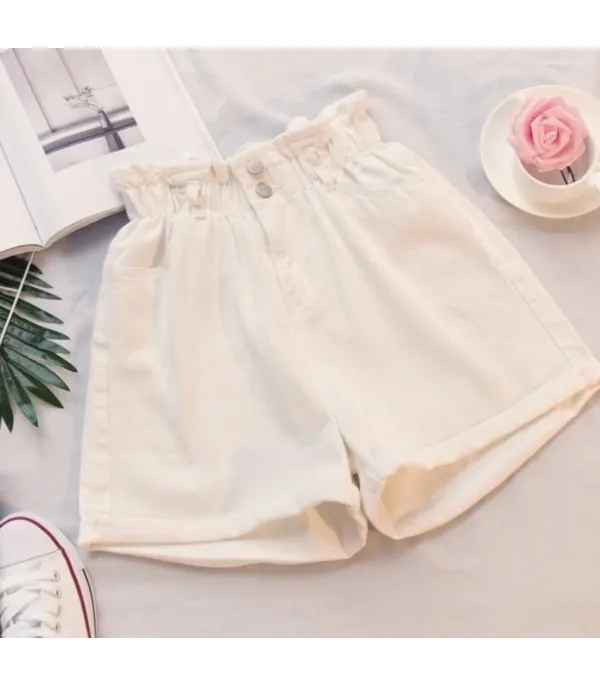 Shorts in denim caramella elastico