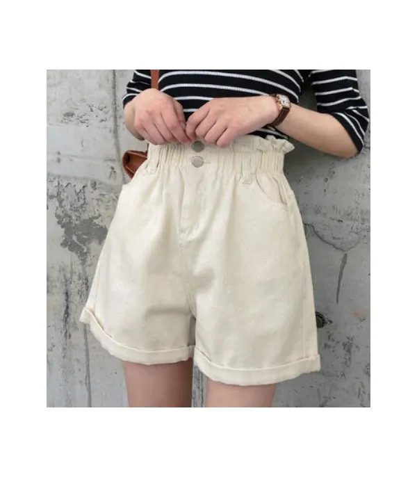 Shorts in denim caramella elastico