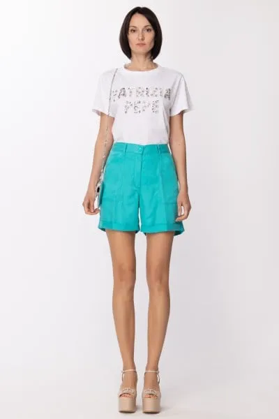 Shorts in denim con tasche Aqua Green