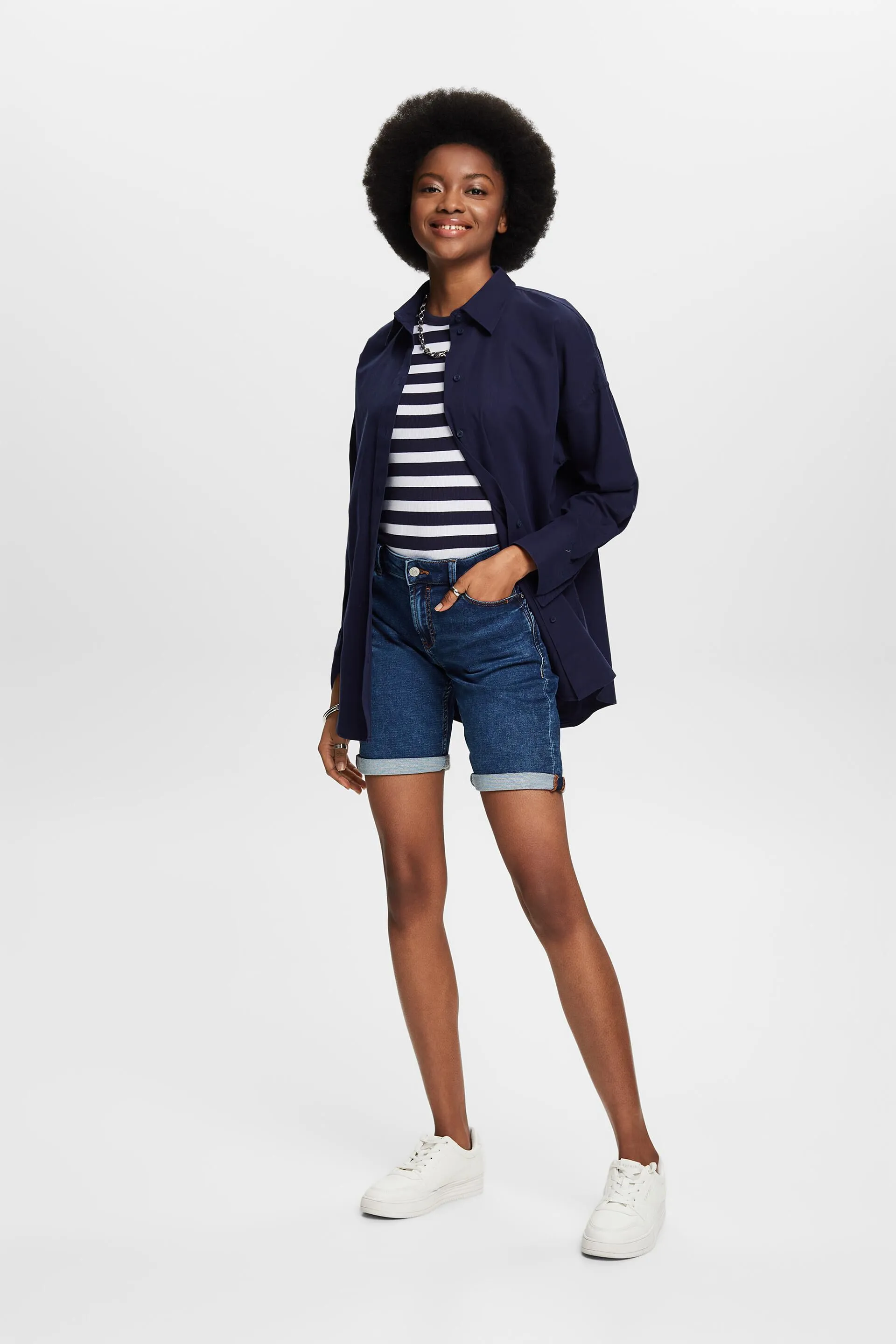 Shorts in denim di misto cotone biologico