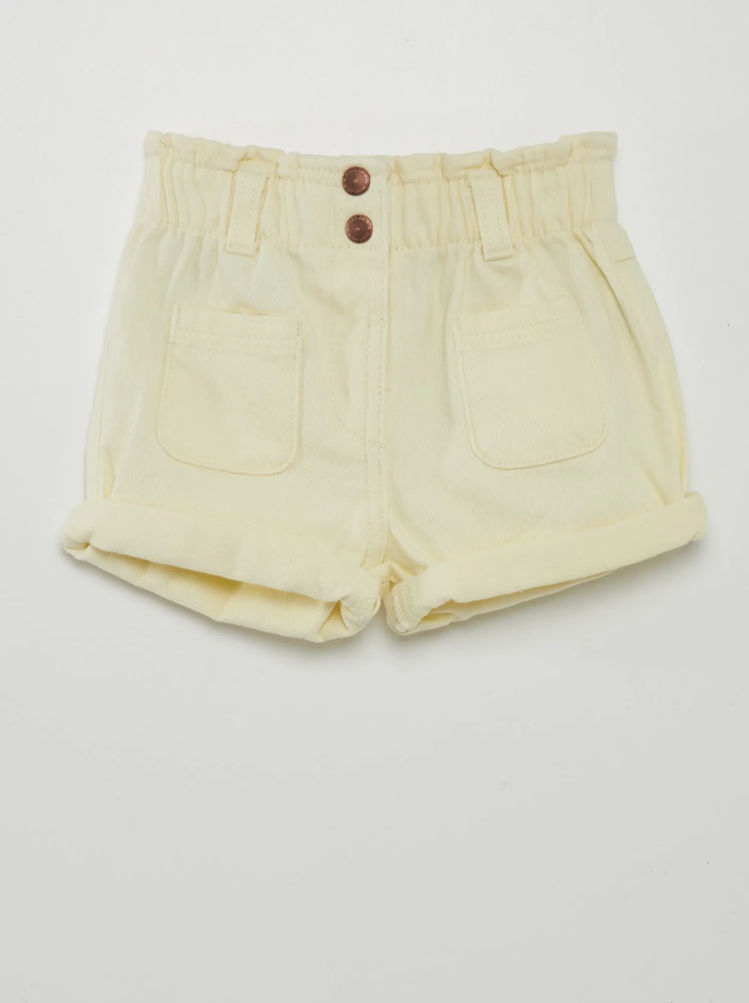 Shorts in denim effetto punto smock - GIALLO
