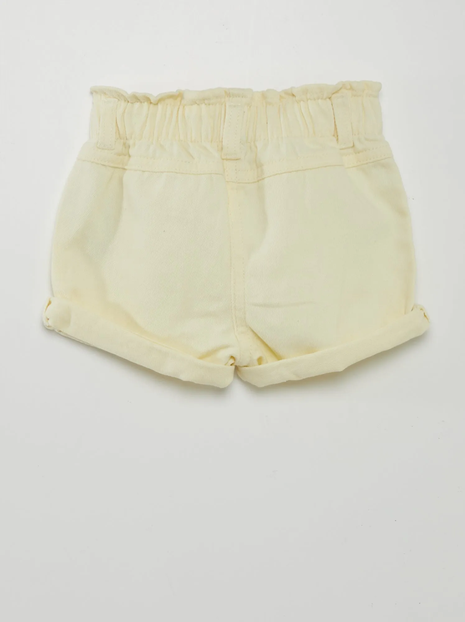 Shorts in denim effetto punto smock - GIALLO