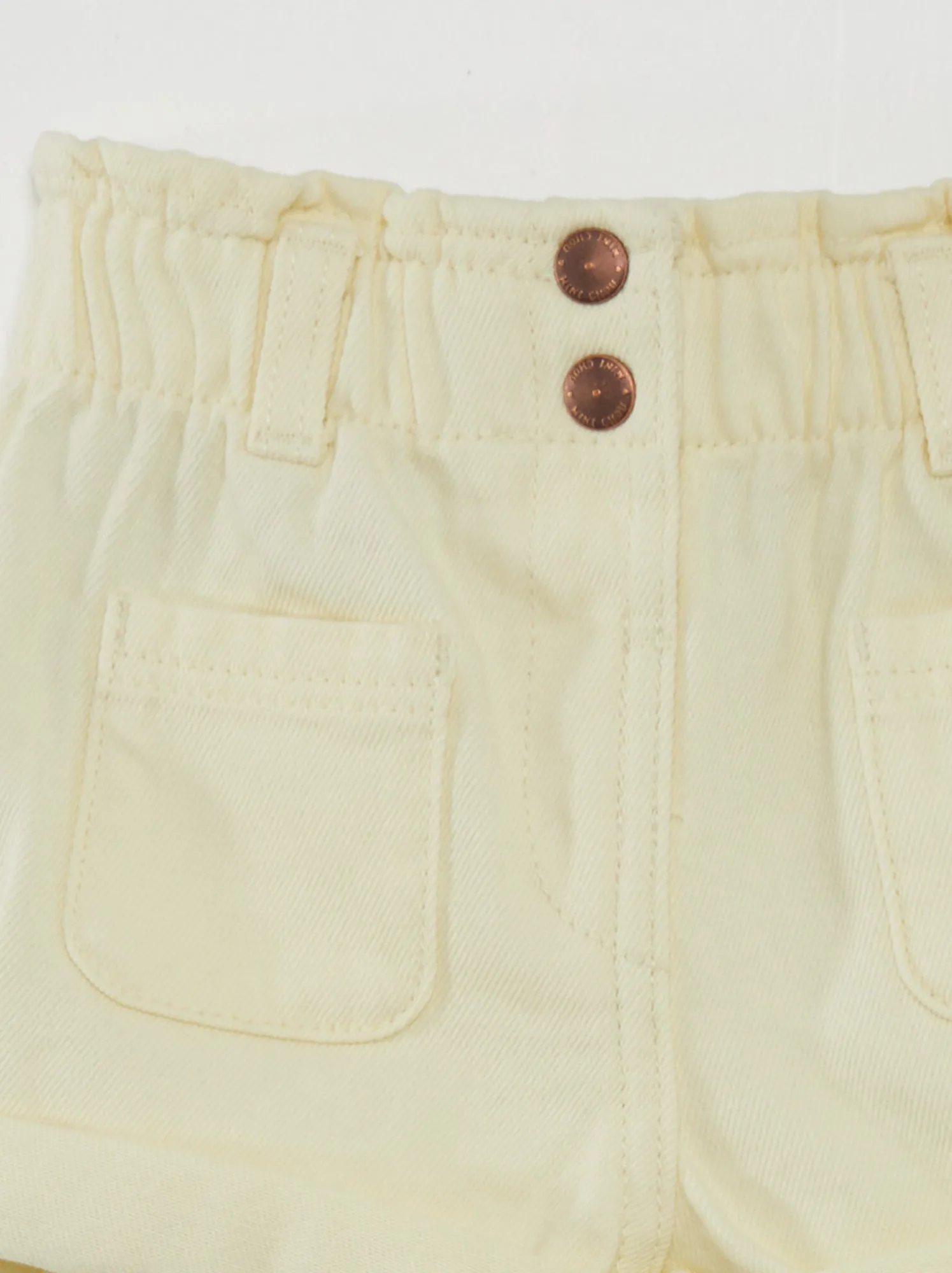 Shorts in denim effetto punto smock - GIALLO