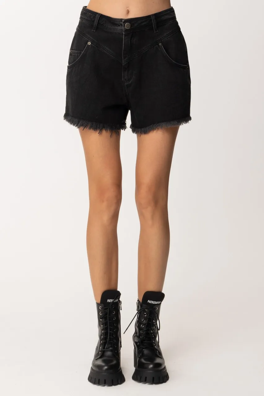 Shorts in jeans con taglio a vivo DENIM NERO