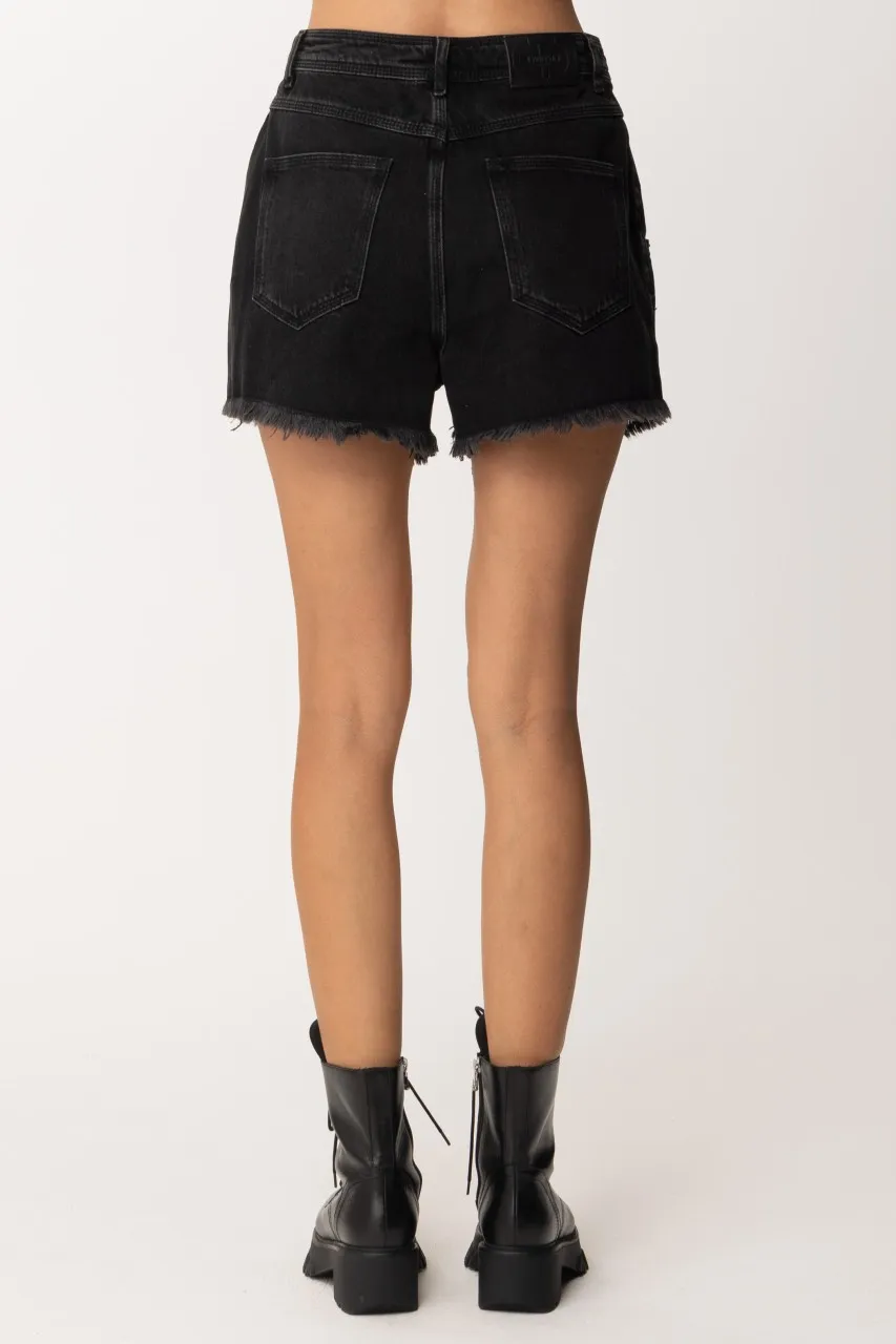 Shorts in jeans con taglio a vivo DENIM NERO