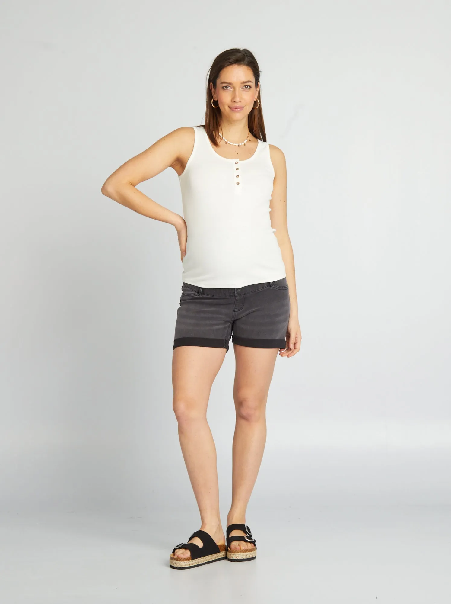 Shorts premaman in jeans - GRIGIO