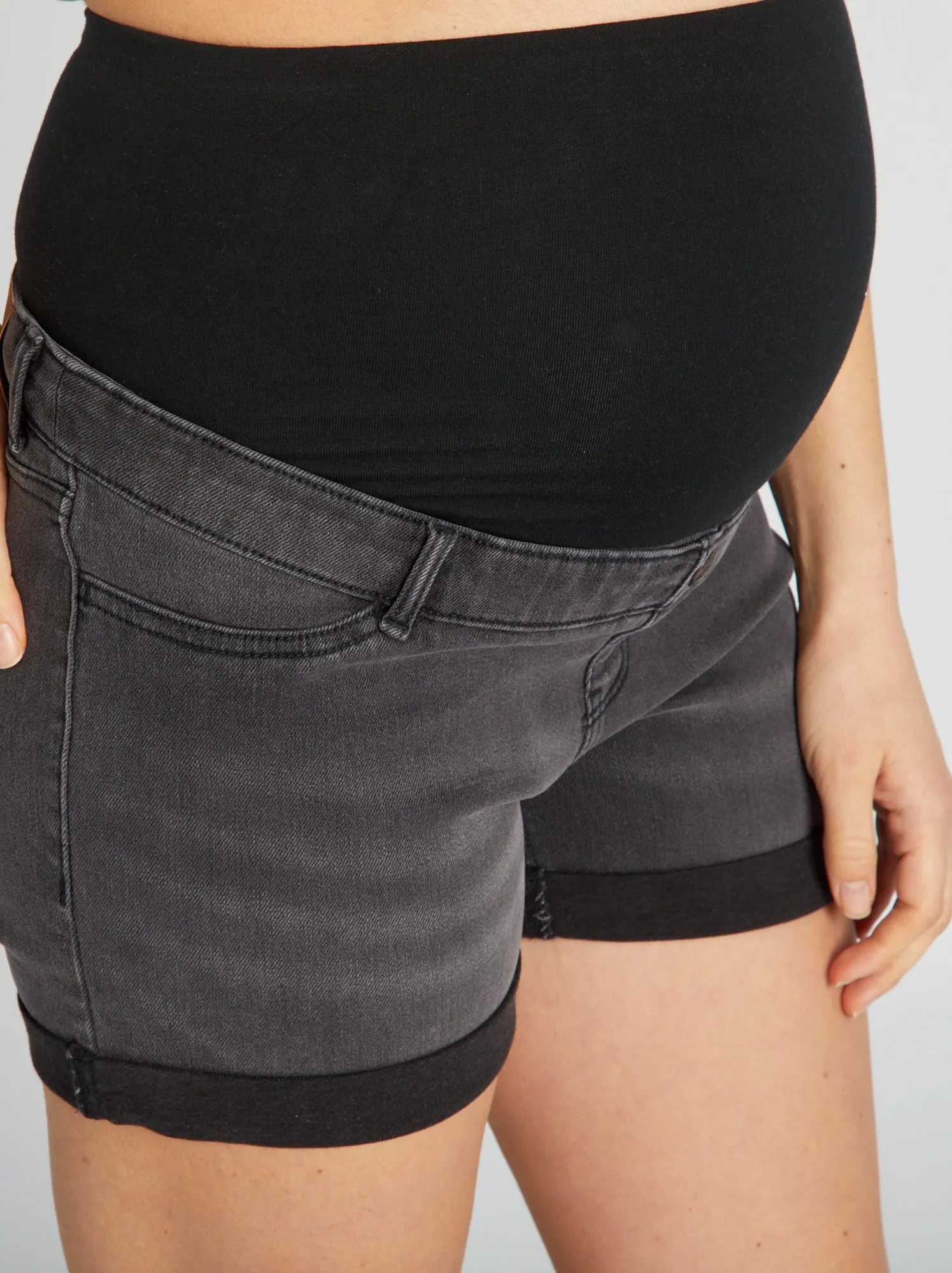 Shorts premaman in jeans - GRIGIO