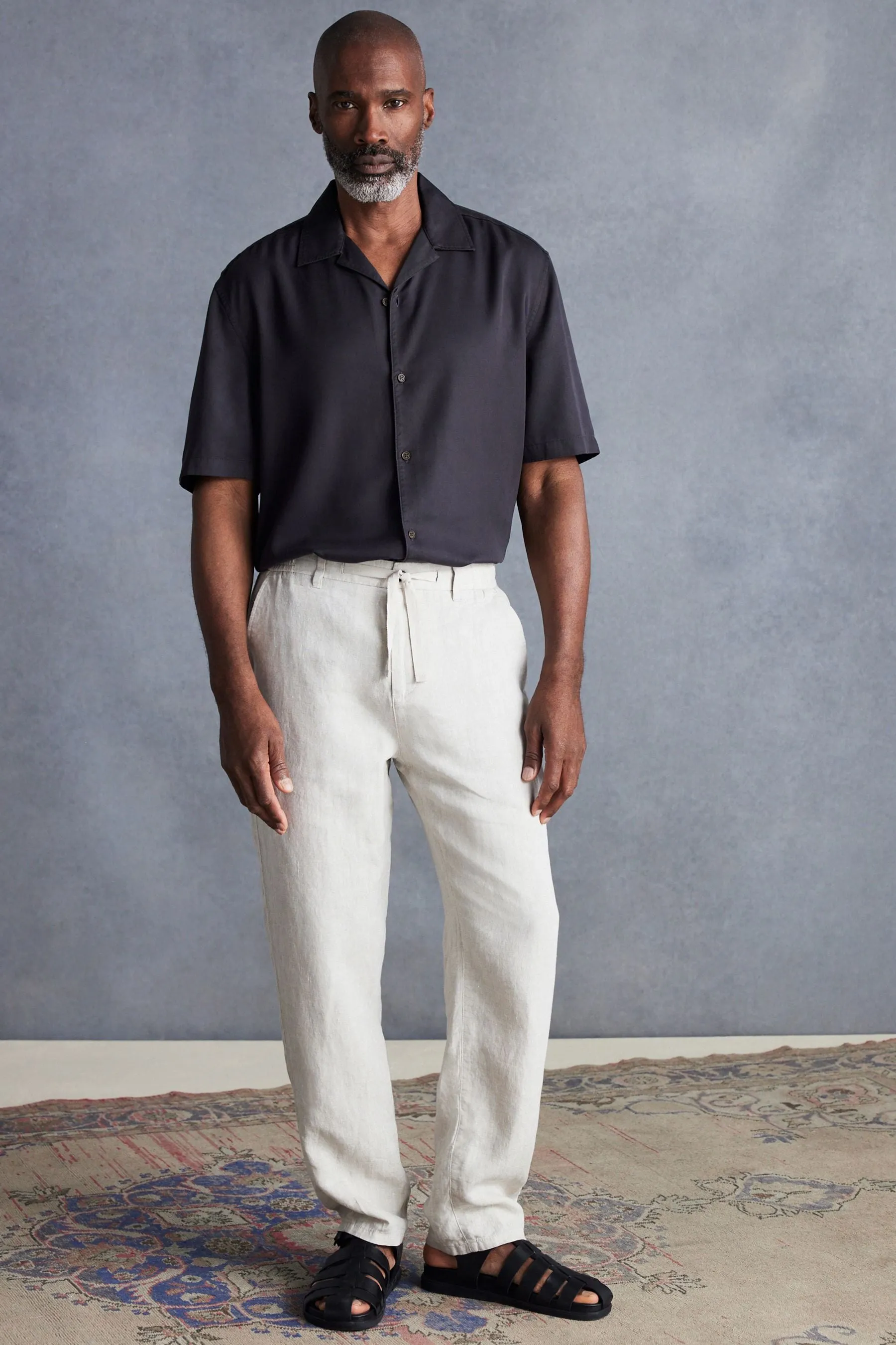 Signature - Italian Delave - Pantaloni in lino Leomaster con coulisse