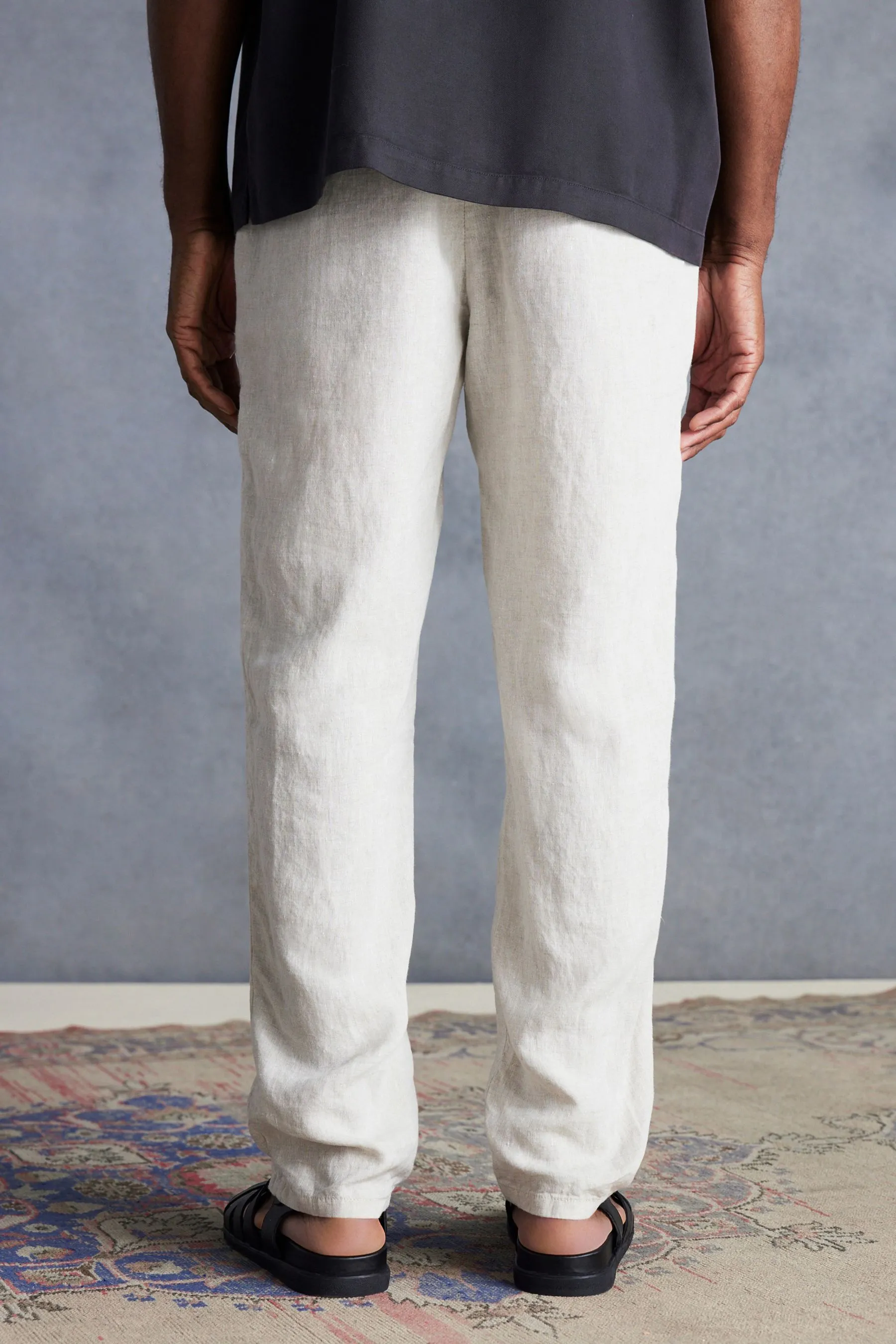 Signature - Italian Delave - Pantaloni in lino Leomaster con coulisse
