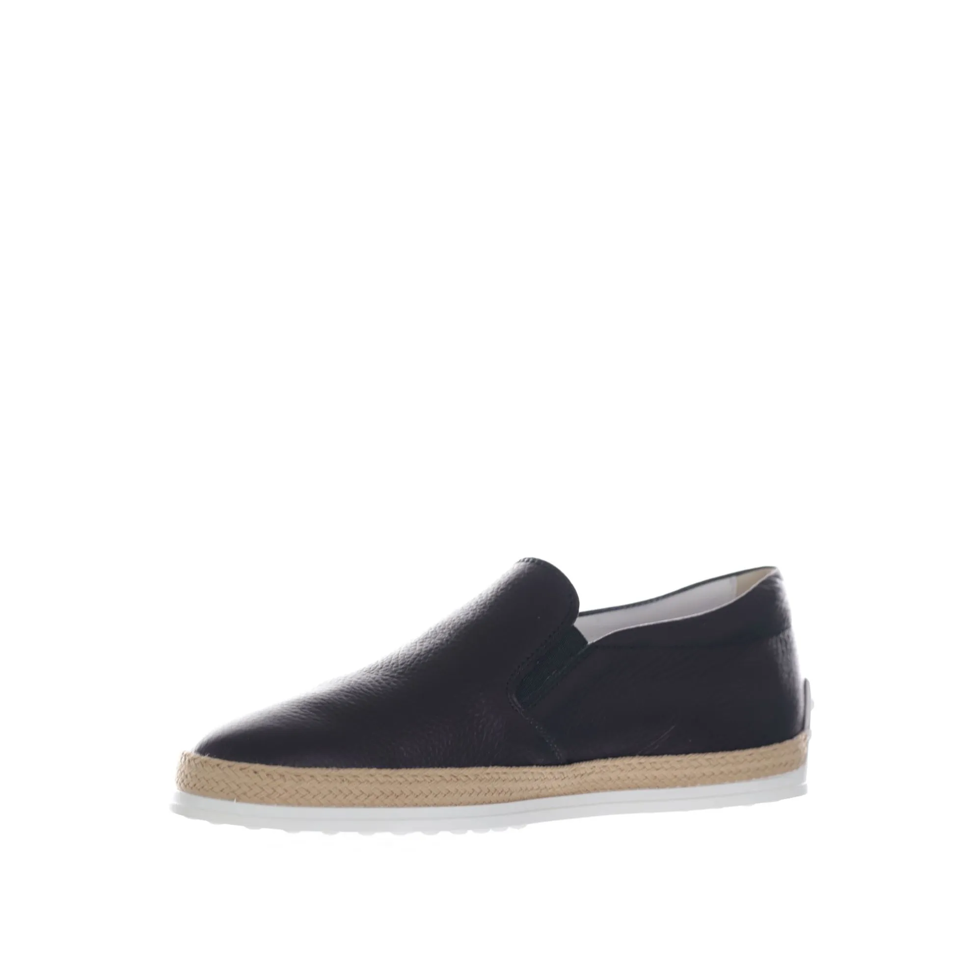Slip on in pelle martellata con gommini e rafia