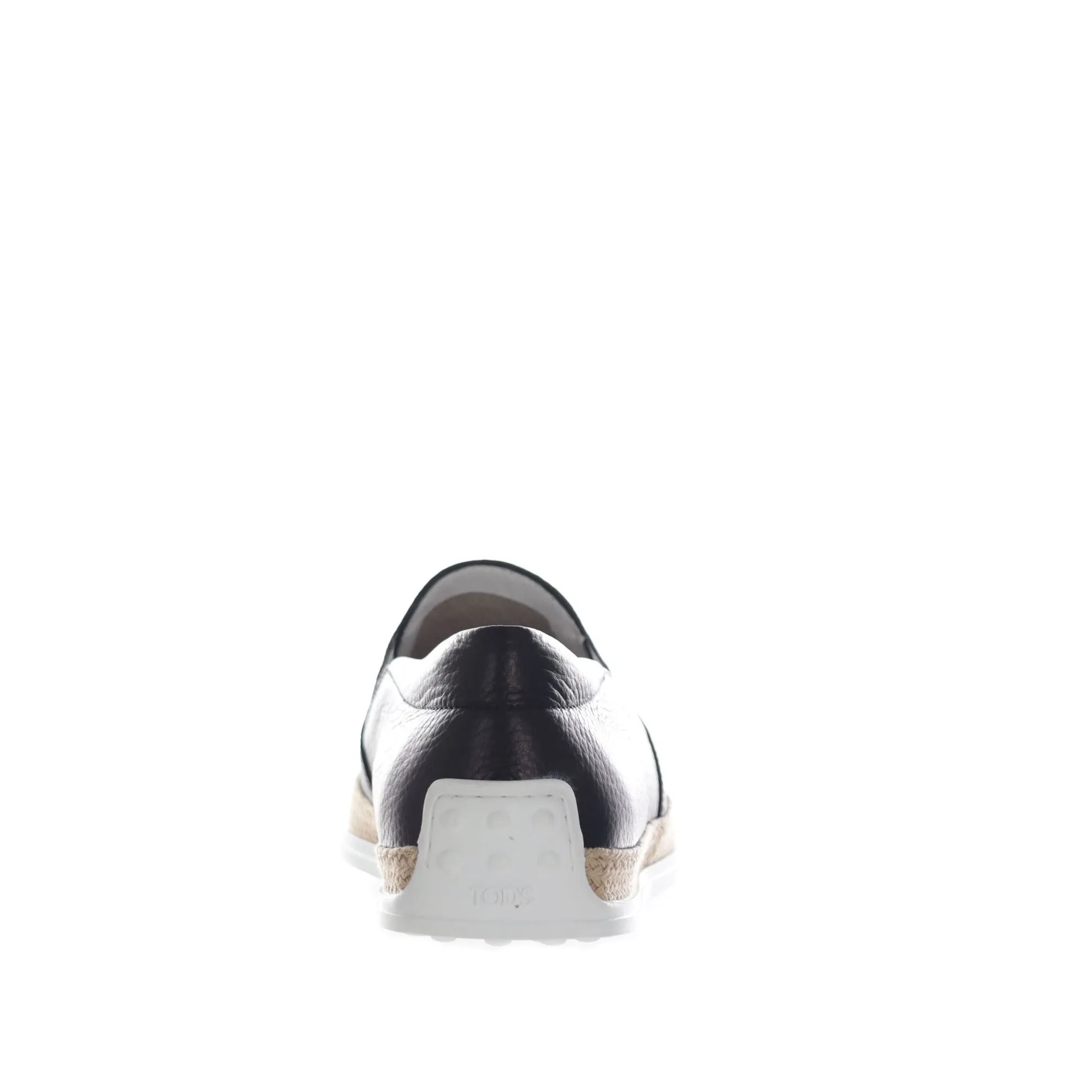 Slip on in pelle martellata con gommini e rafia
