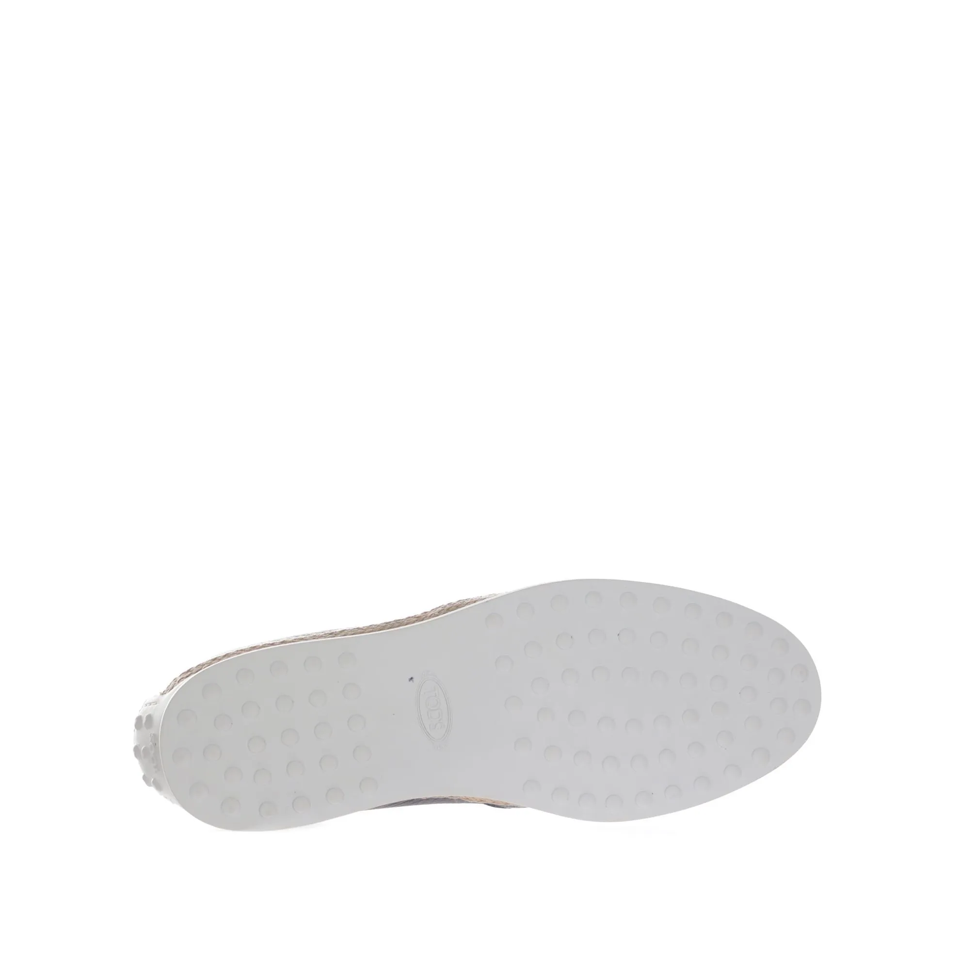 Slip on in pelle martellata con gommini e rafia