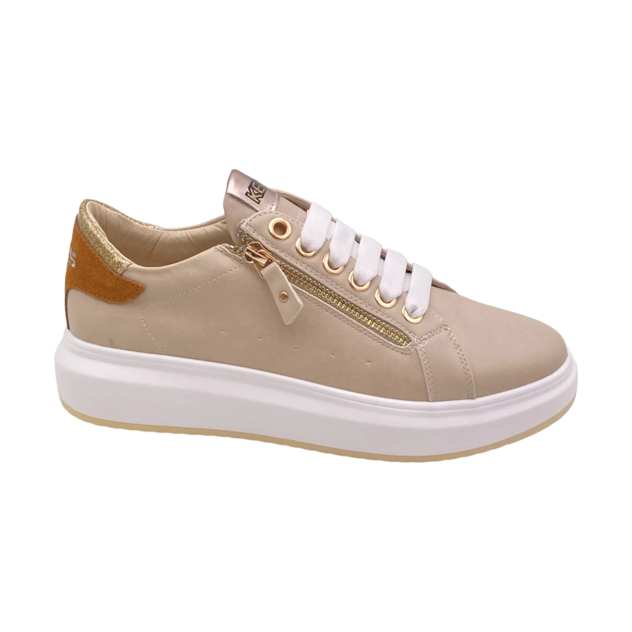 Sneaker Donna Keys K-9001 beige/caramel/gold