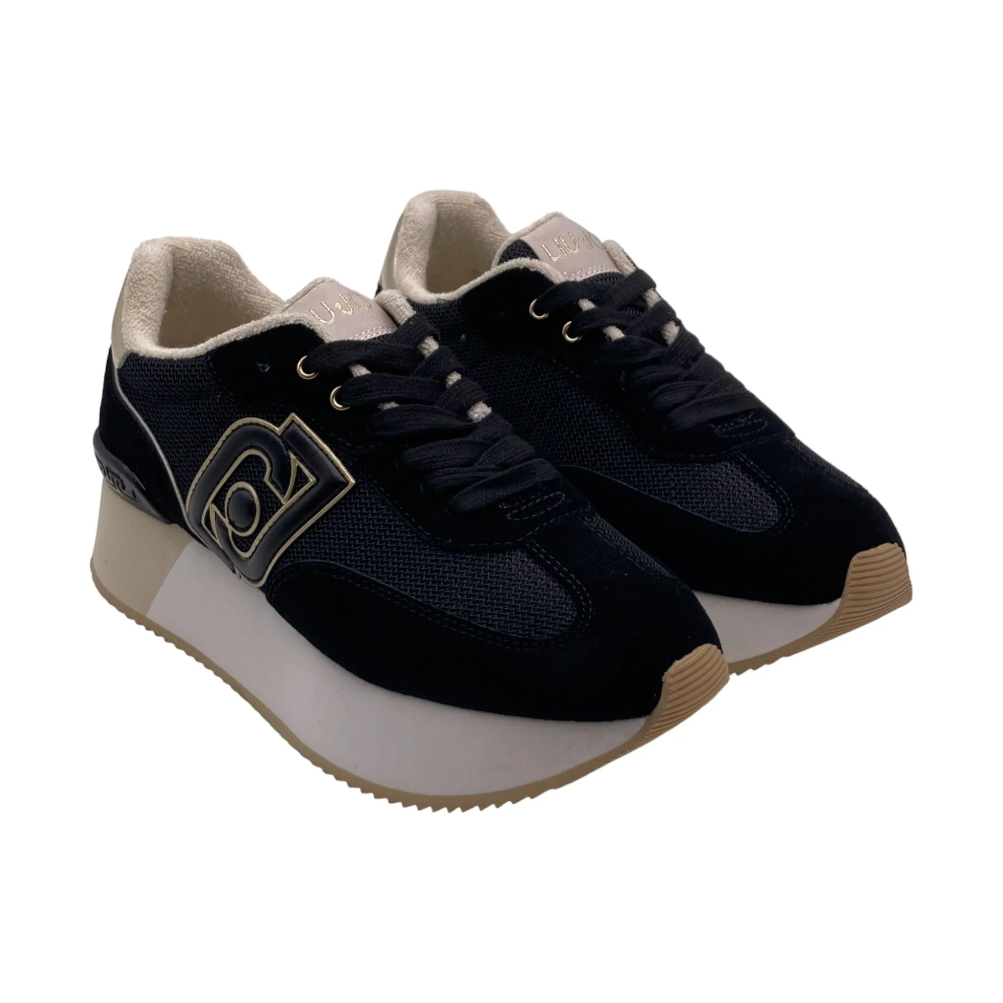 Sneaker Donna Liu jo DREAMY 02 cow suede/mesh/metal black/light gold