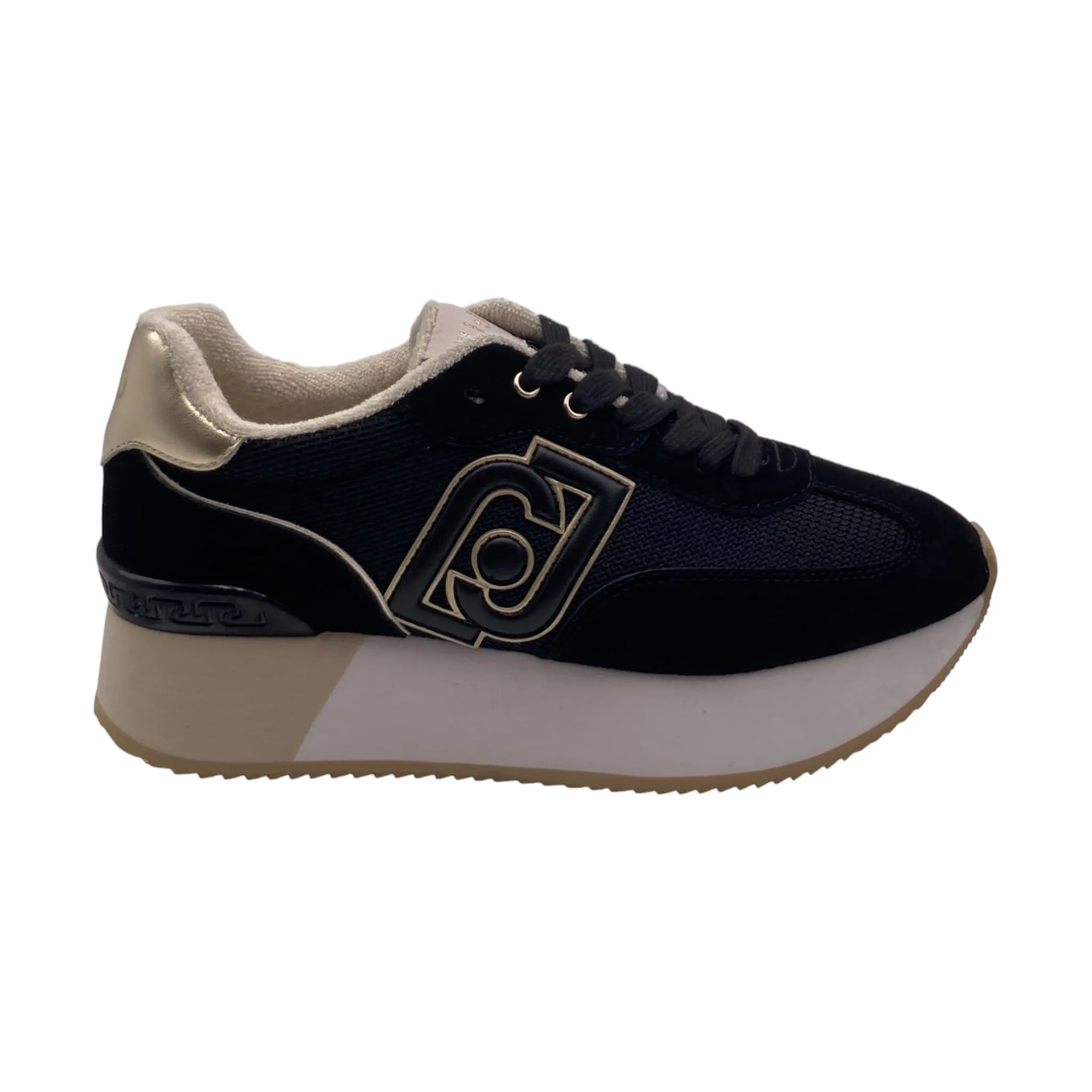 Sneaker Donna Liu jo DREAMY 02 cow suede/mesh/metal black/light gold