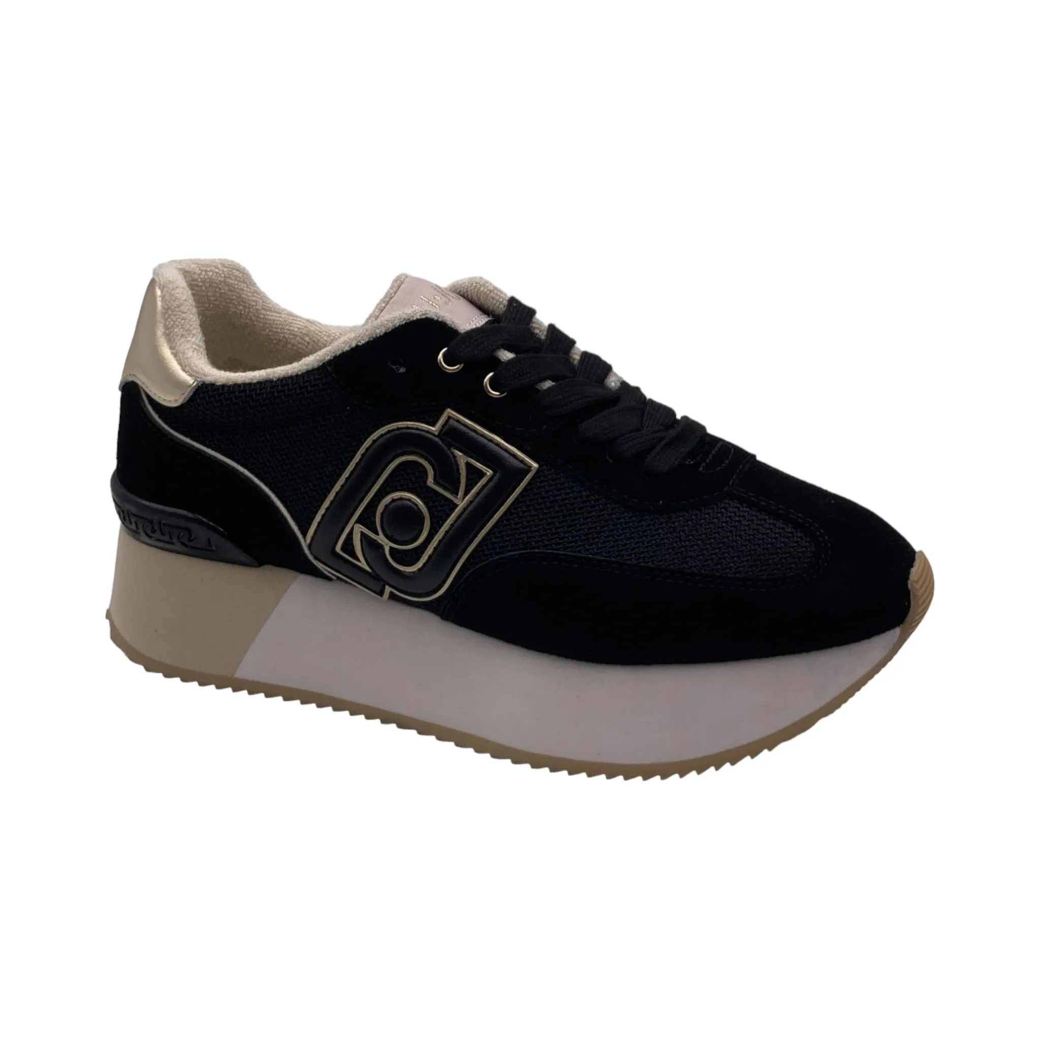 Sneaker Donna Liu jo DREAMY 02 cow suede/mesh/metal black/light gold