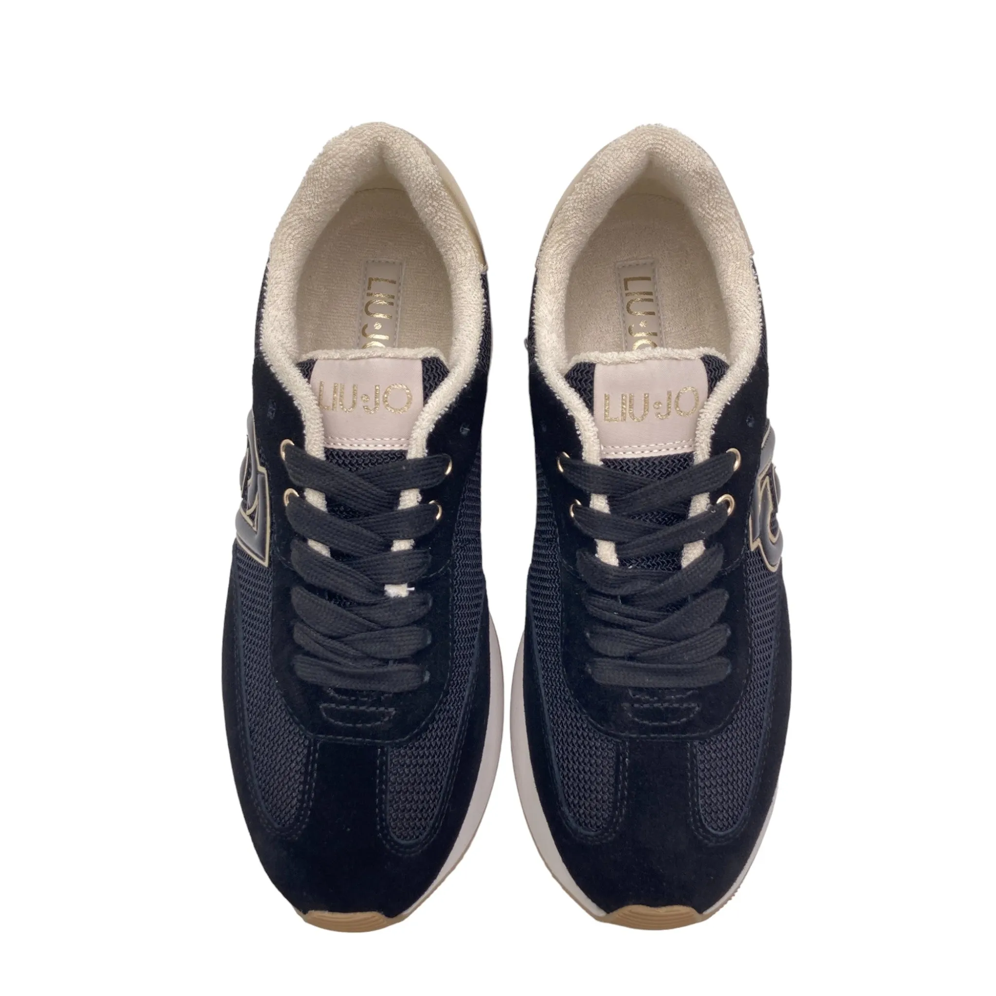 Sneaker Donna Liu jo DREAMY 02 cow suede/mesh/metal black/light gold