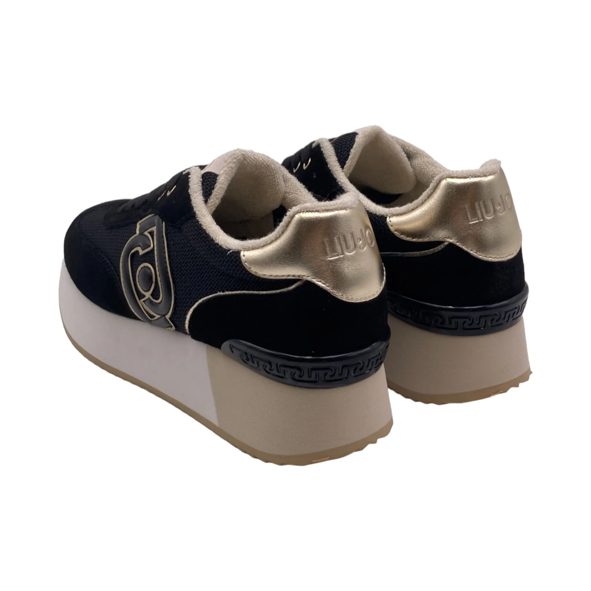 Sneaker Donna Liu jo DREAMY 02 cow suede/mesh/metal black/light gold