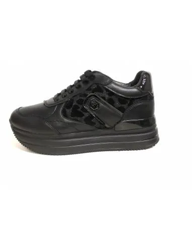 Sneaker LUMBERJACK HILDA SWA0312 Pelle nera suola rialzata