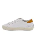 Sneakers D.A.T.E. HILL LOW CALF WHITE-ORANGE in pelle e camoscio bianco e arancio