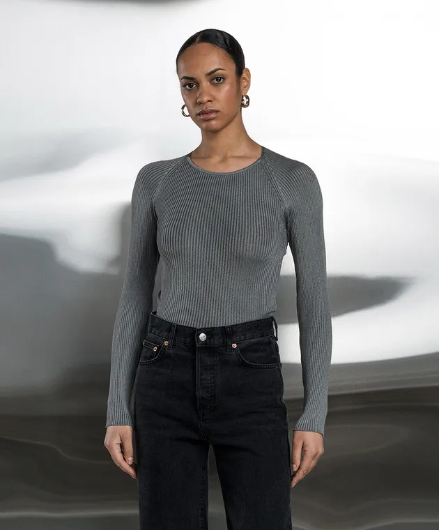 Solotre Maglione grigio a coste M3B0005