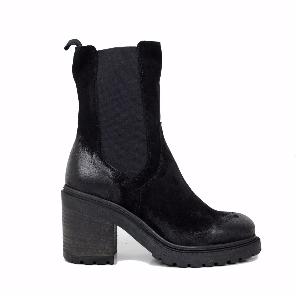 Stivaletti Beatles Donna Neri in Pelle Scamosciata Vintage