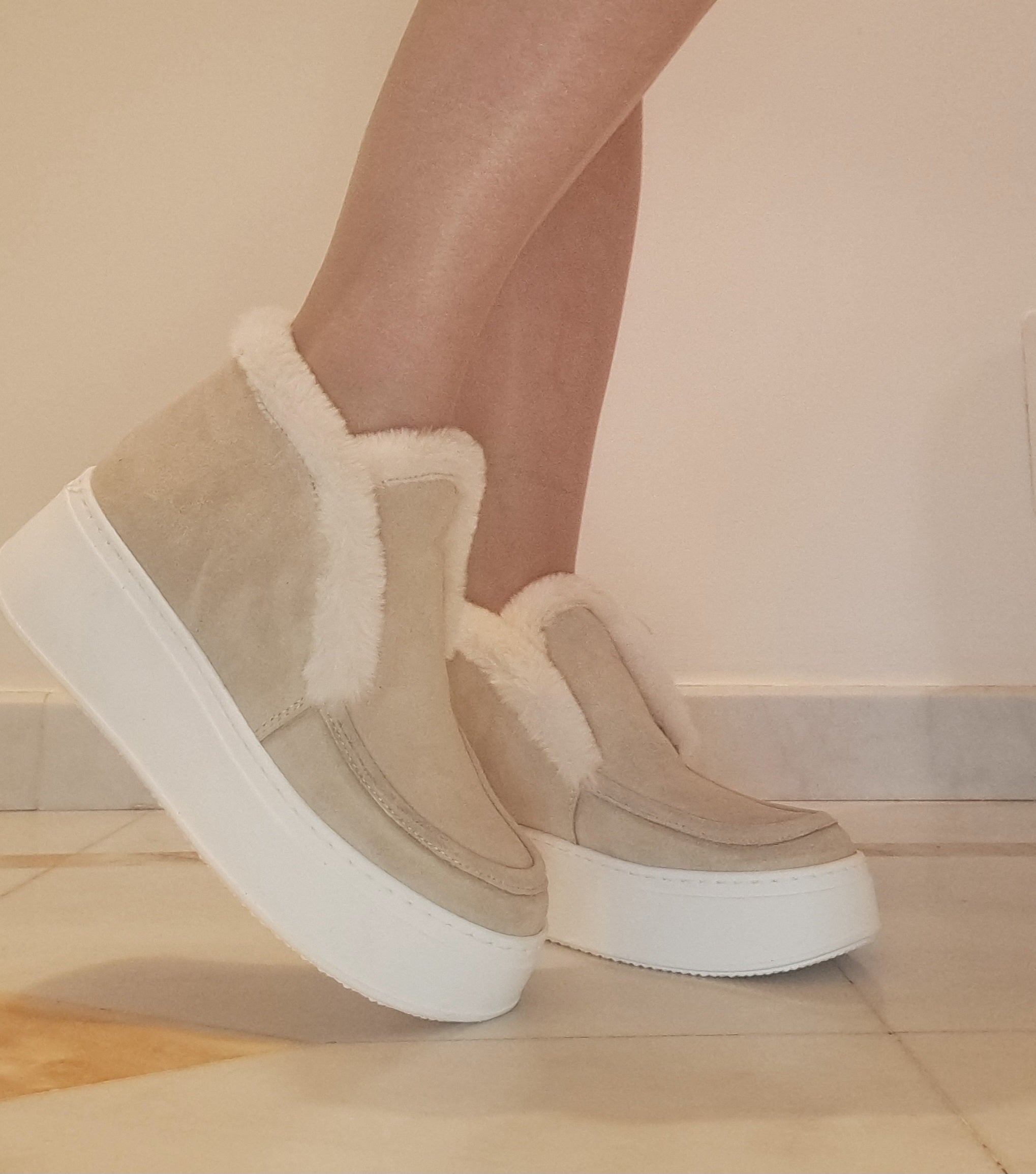 STIVALETTI MINI CAMOSCIO BEIGE