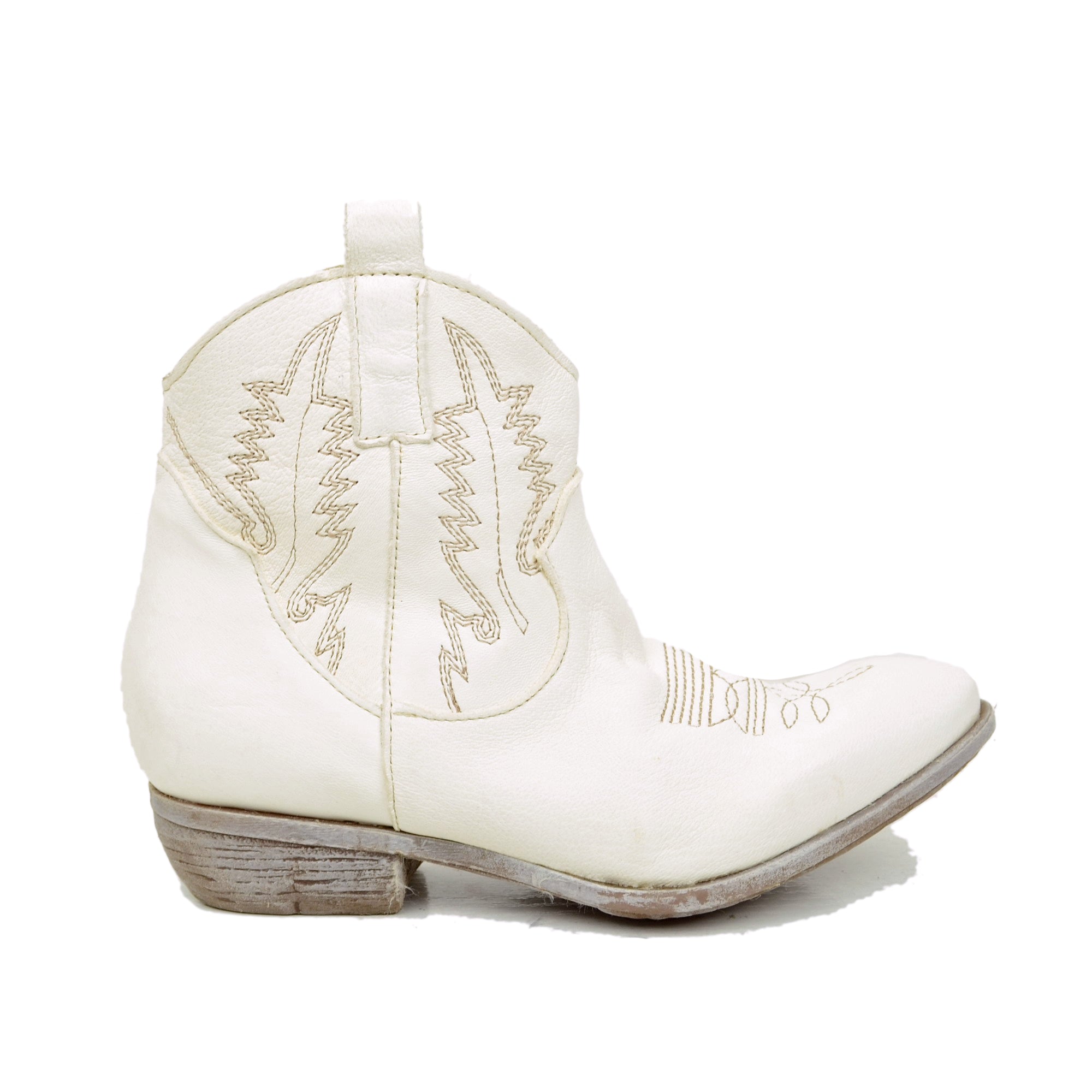 Stivaletti Texani Donna color LATTE in Pelle Made in Italy