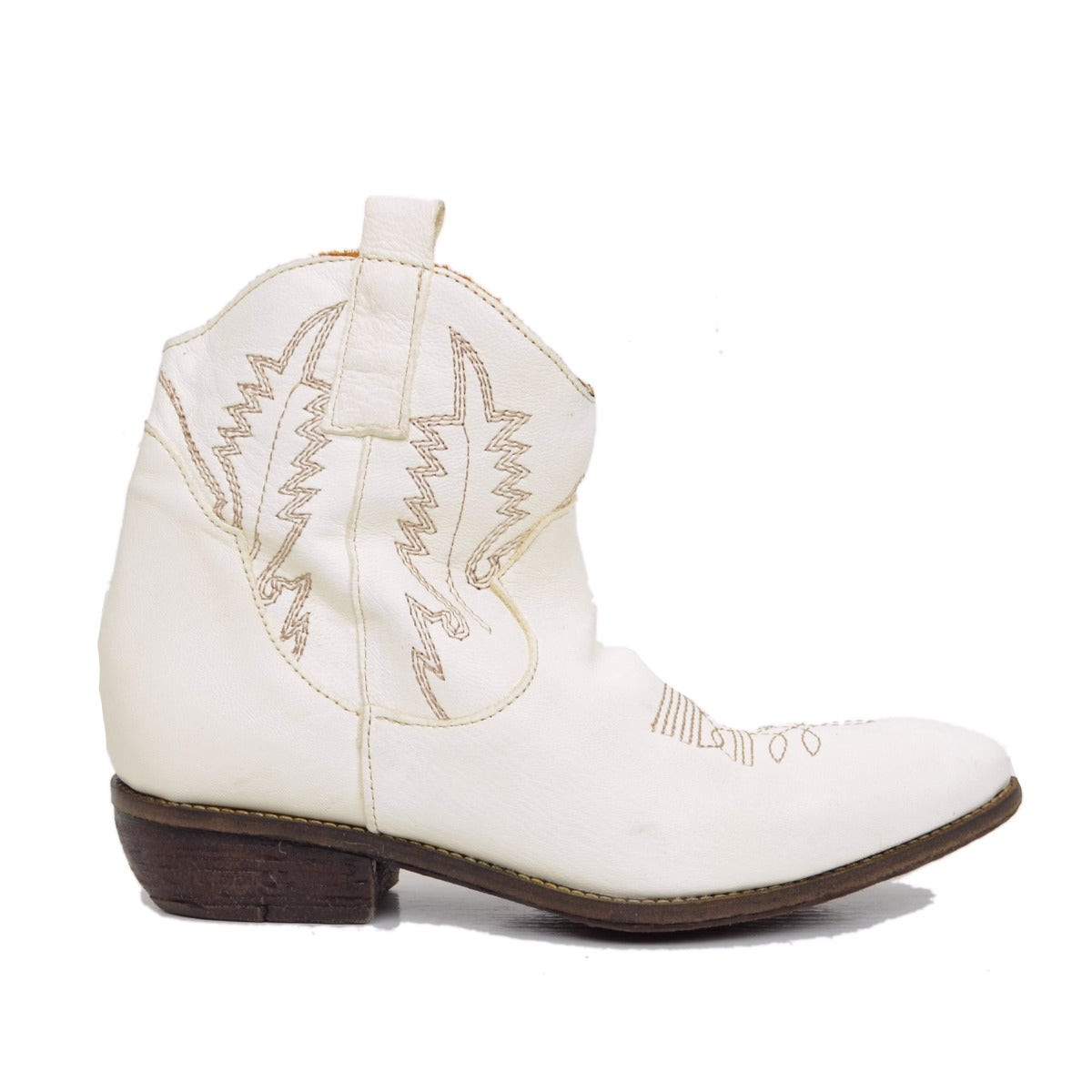 Stivaletti Texani Donna color Panna in Pelle Made in Italy
