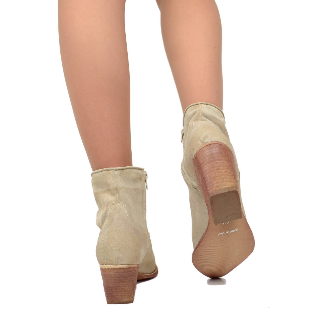 Stivaletti Texani Donna Estivi in Pelle scamosciata Beige