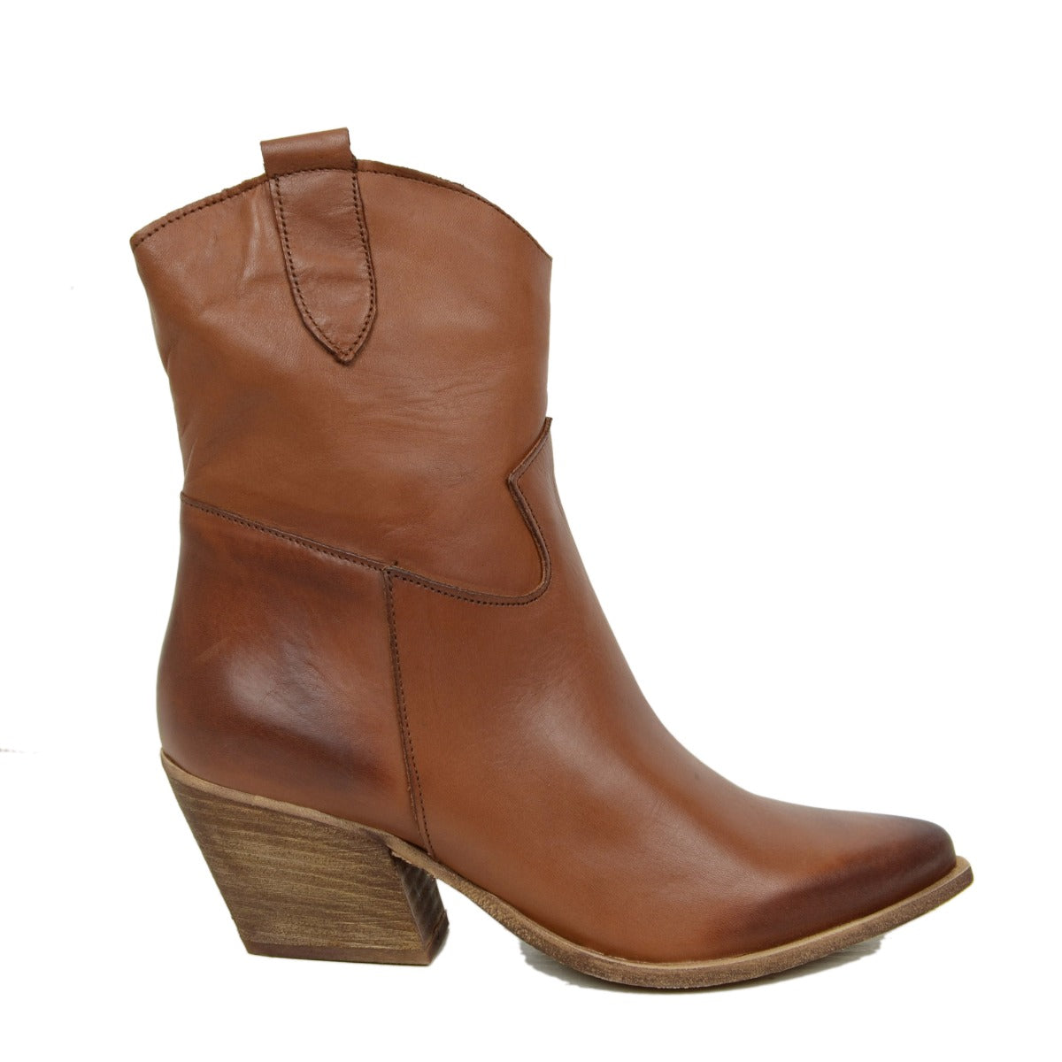 Stivaletti Texani Donna in Pelle Cuoio Made in Italy