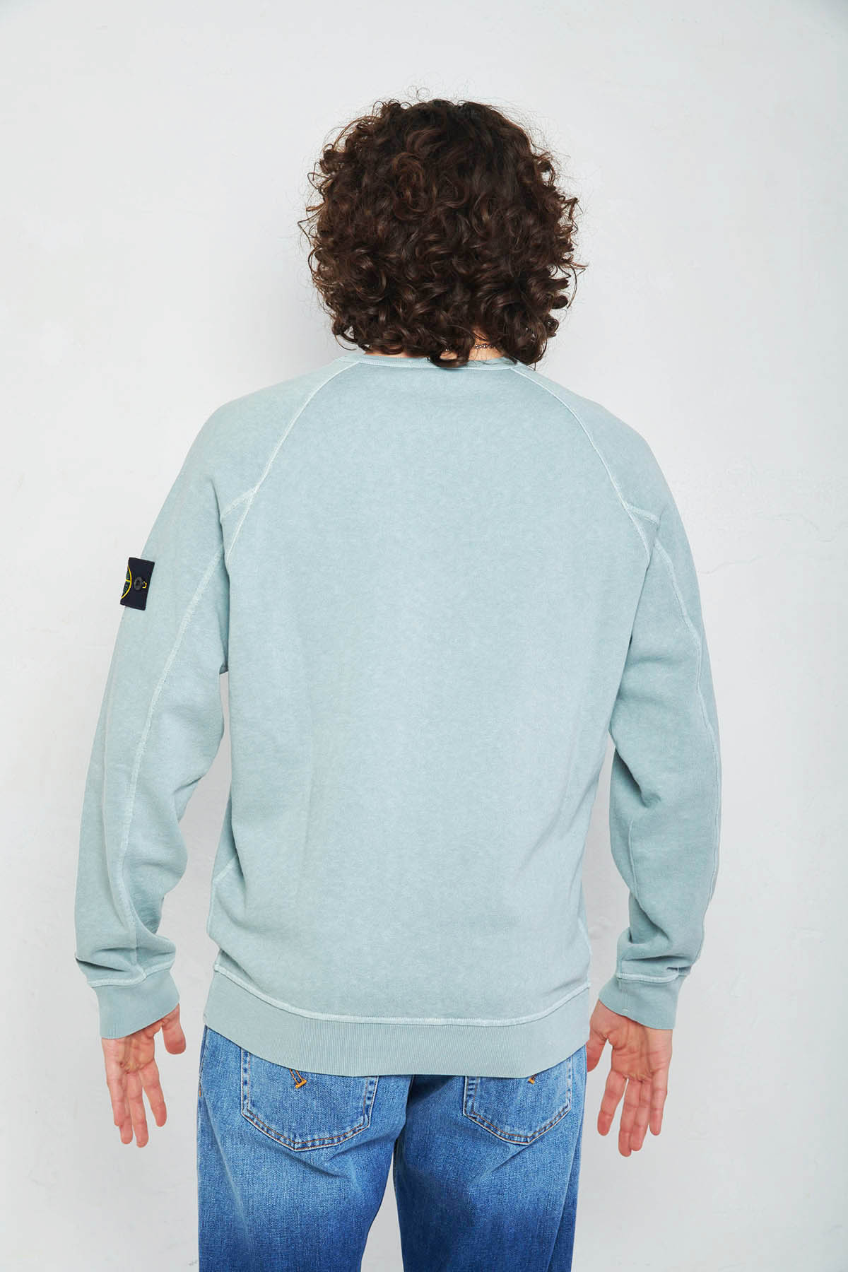 STONE ISLAND Felpa girocollo in felpa malfilè effetto old