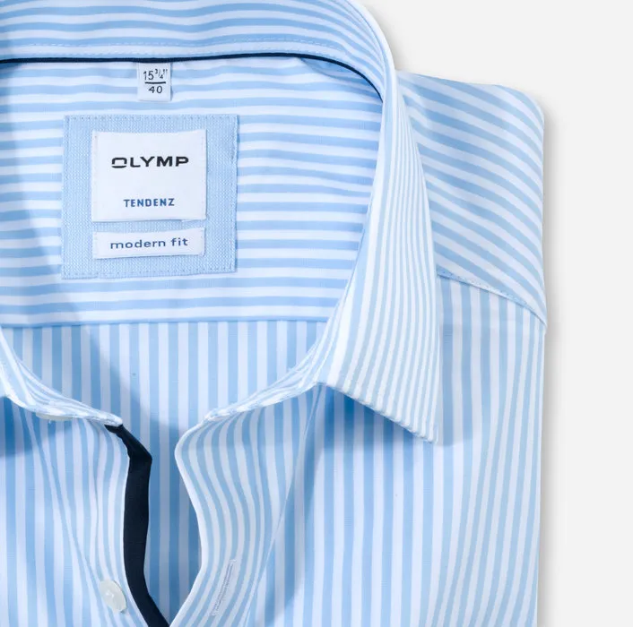 Striped shirt light blue olymp modern fit cotton easy ironing