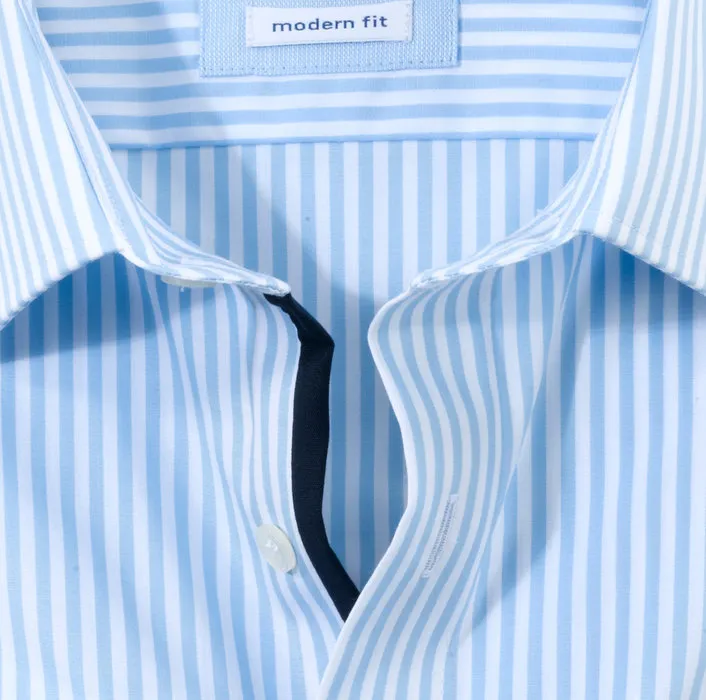 Striped shirt light blue olymp modern fit cotton easy ironing