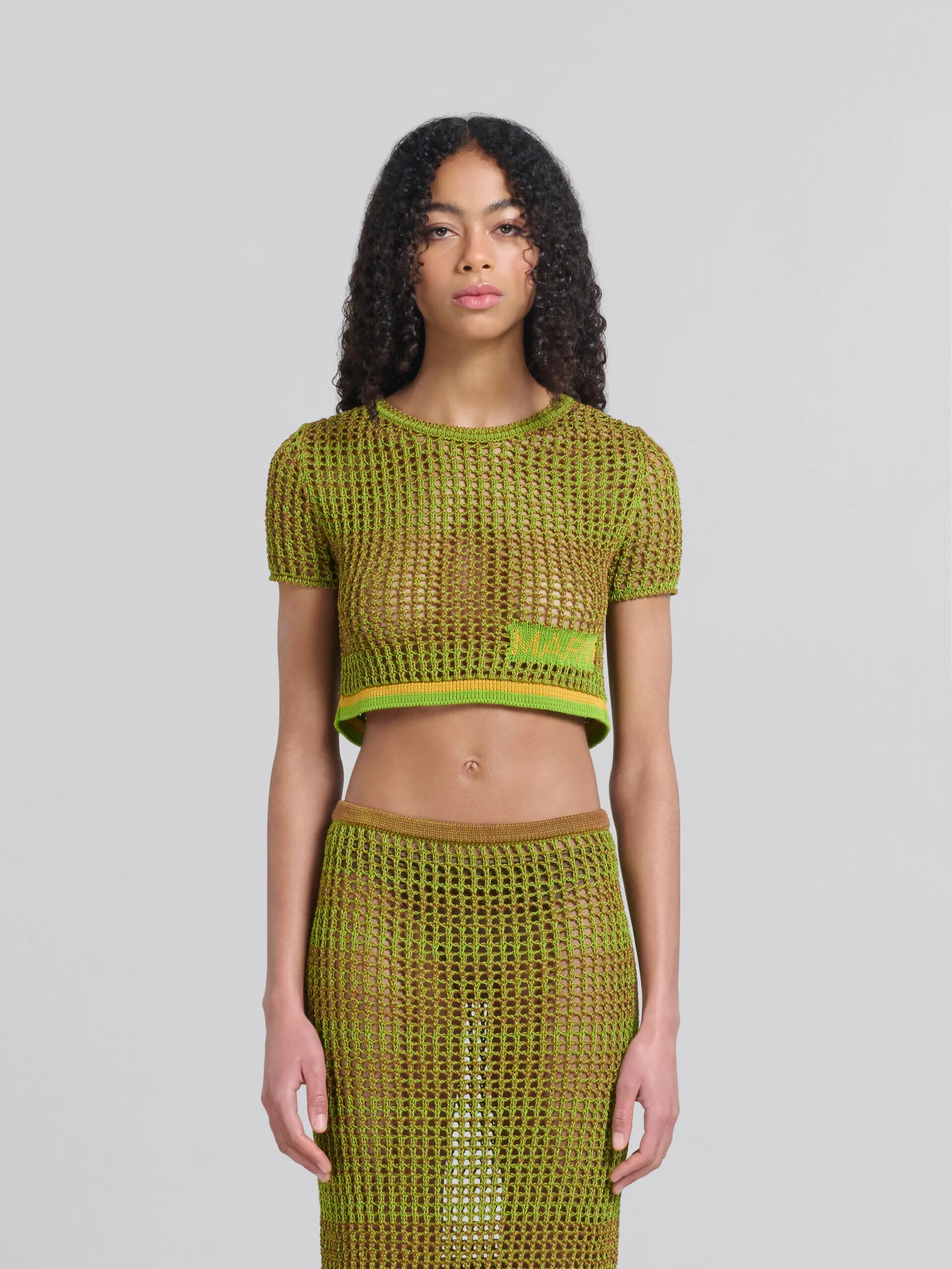 T-shirt a rete in cotone biologico verde