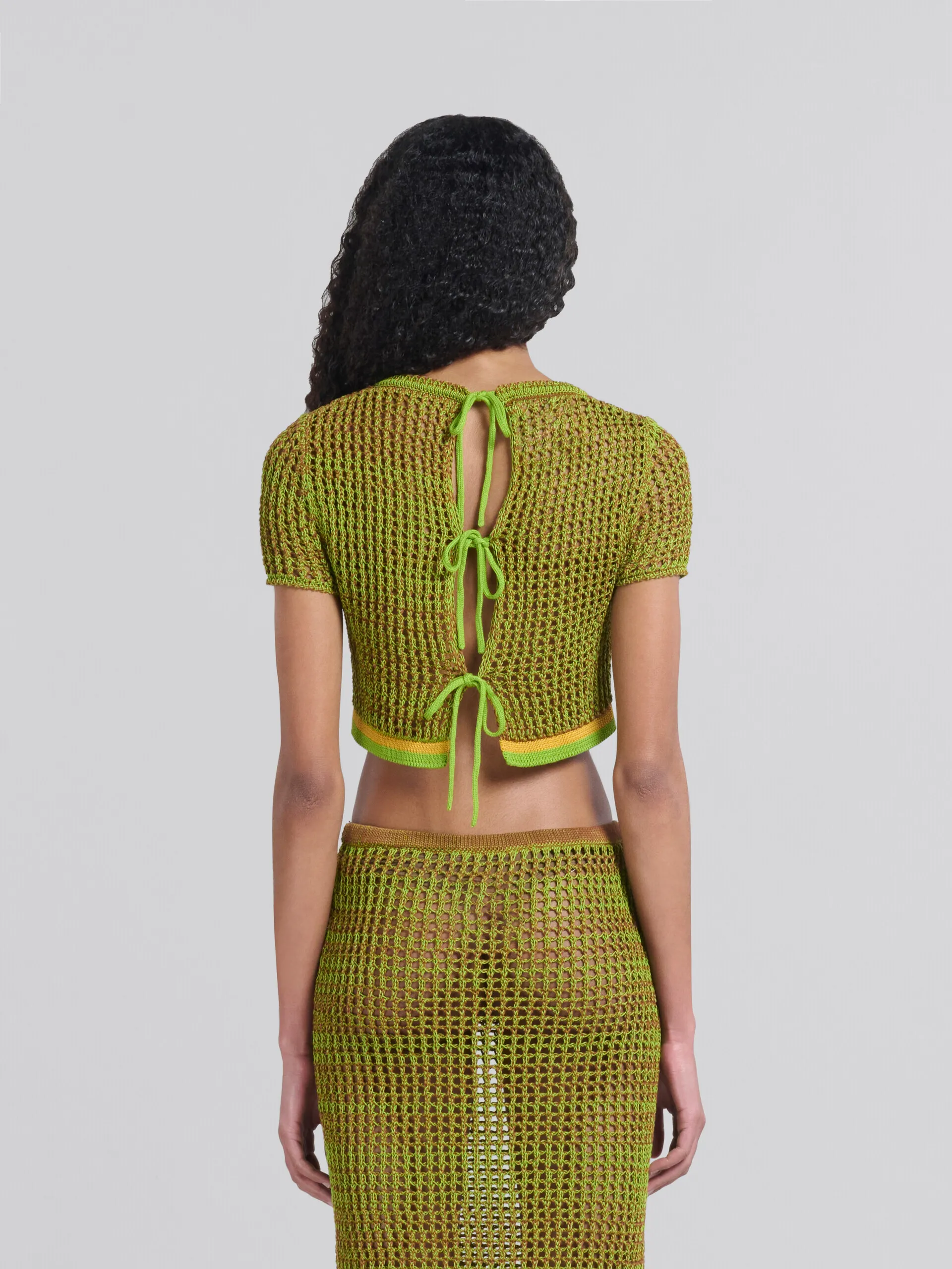 T-shirt a rete in cotone biologico verde