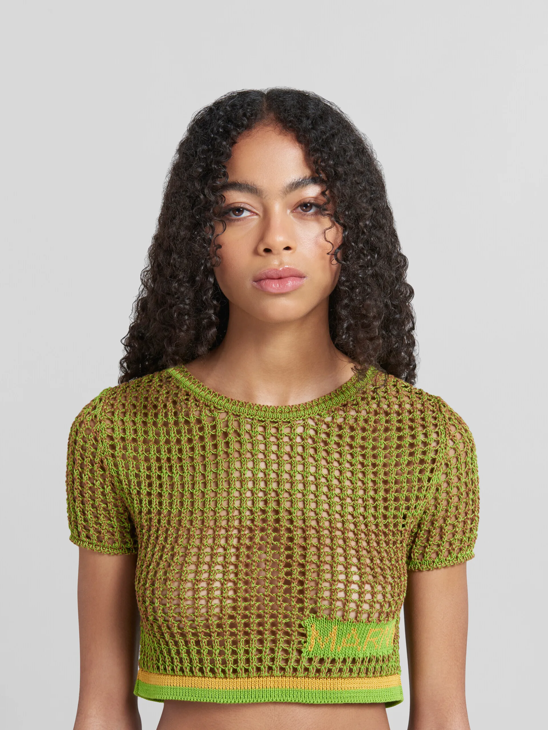 T-shirt a rete in cotone biologico verde