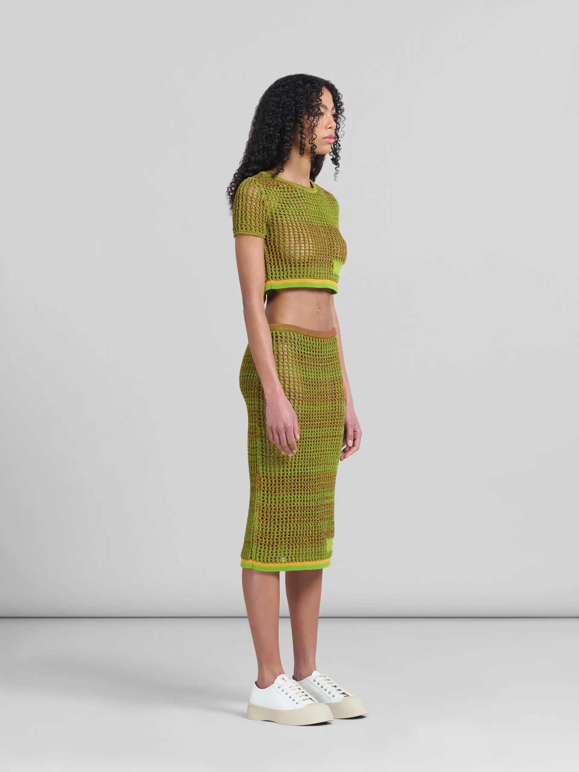 T-shirt a rete in cotone biologico verde