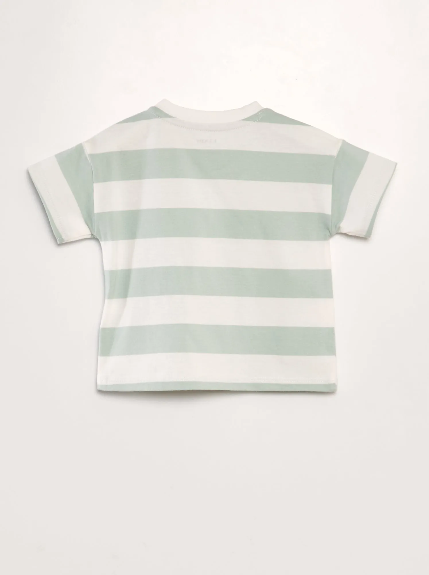 T-shirt a righe con bottone a pressione sul collo - BIANCO