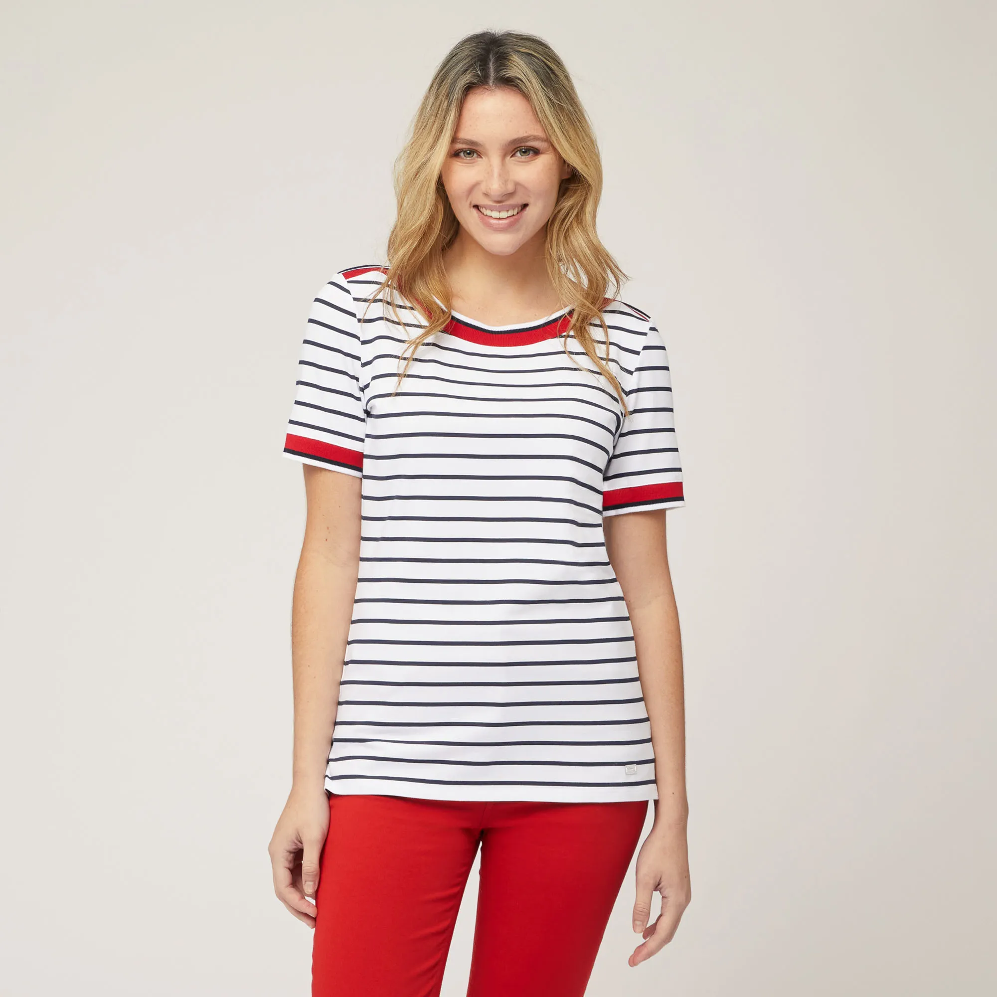 T-Shirt A Righe Con Contrasti