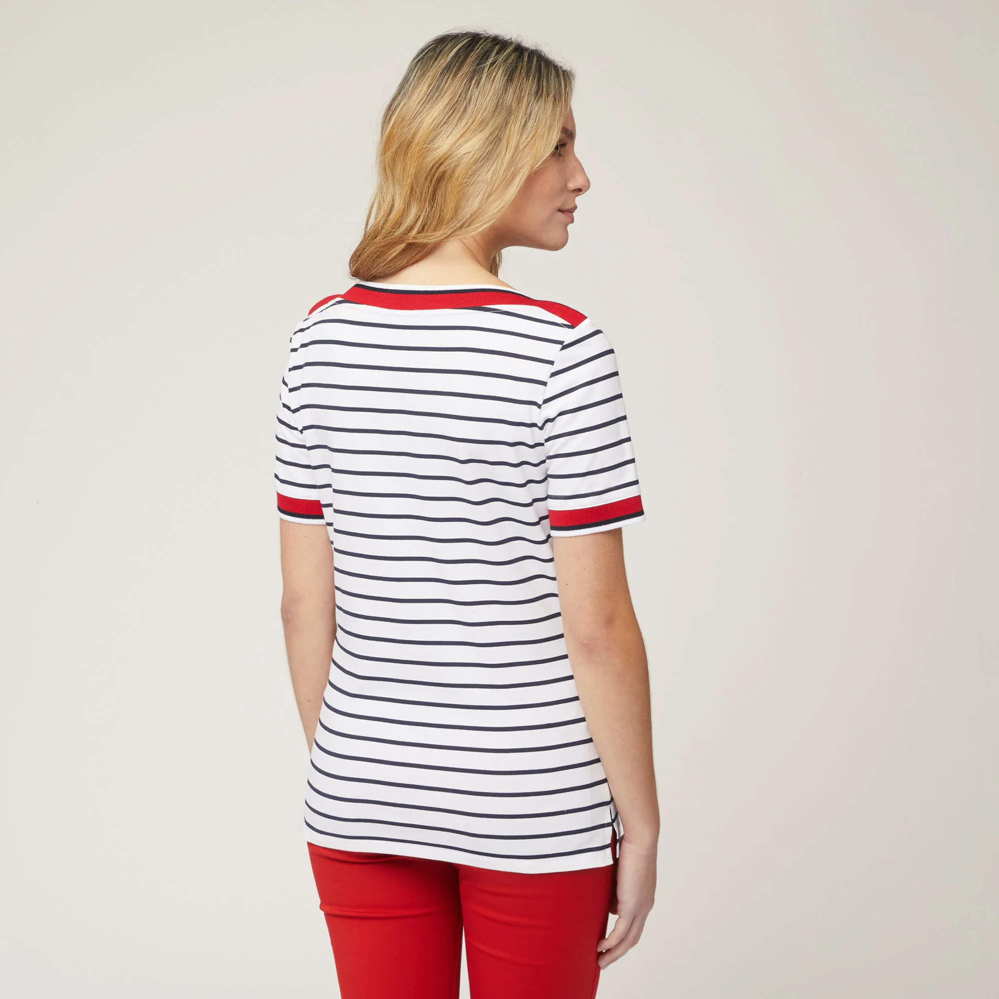 T-Shirt A Righe Con Contrasti