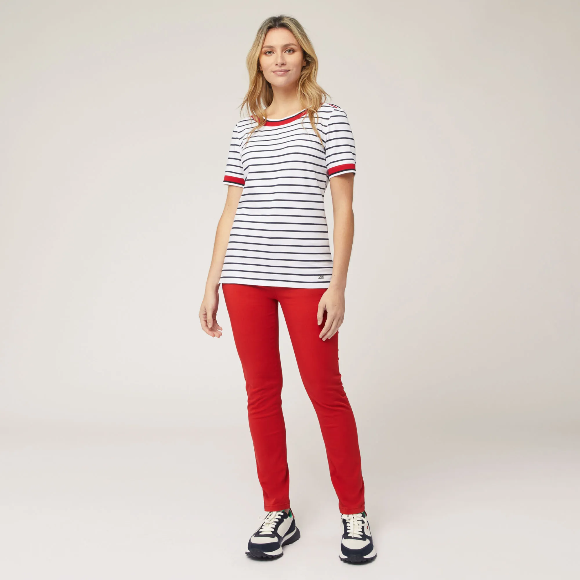 T-Shirt A Righe Con Contrasti