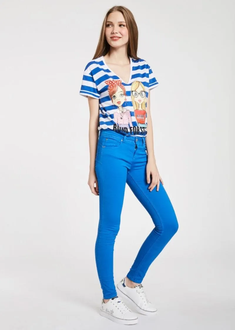 T-shirt a righe con stampa