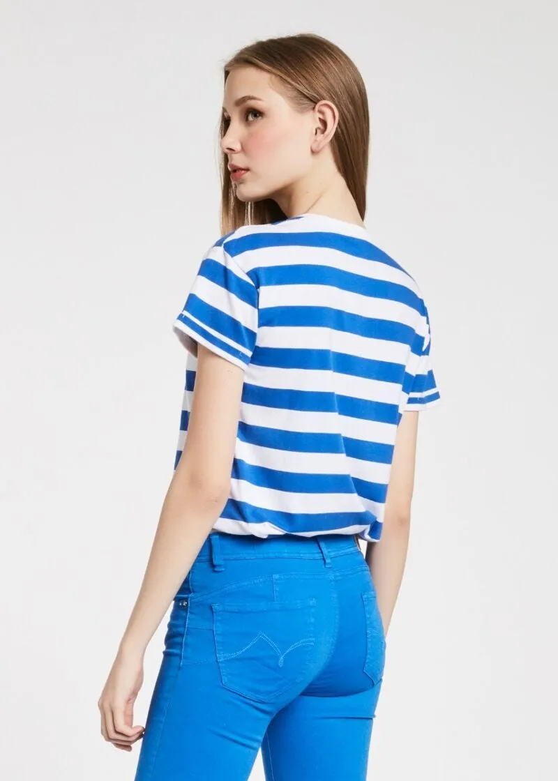 T-shirt a righe con stampa