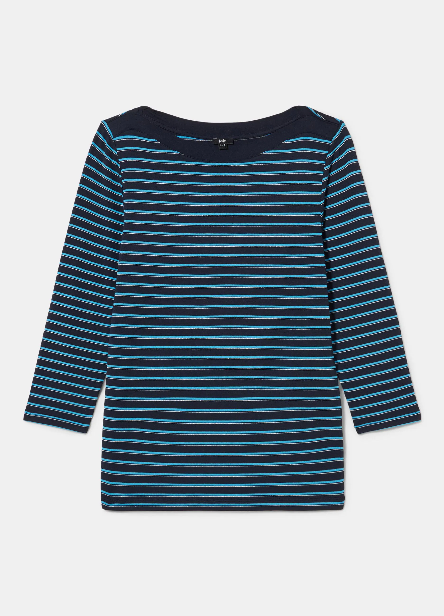 T-shirt a righe e filo lurex donna