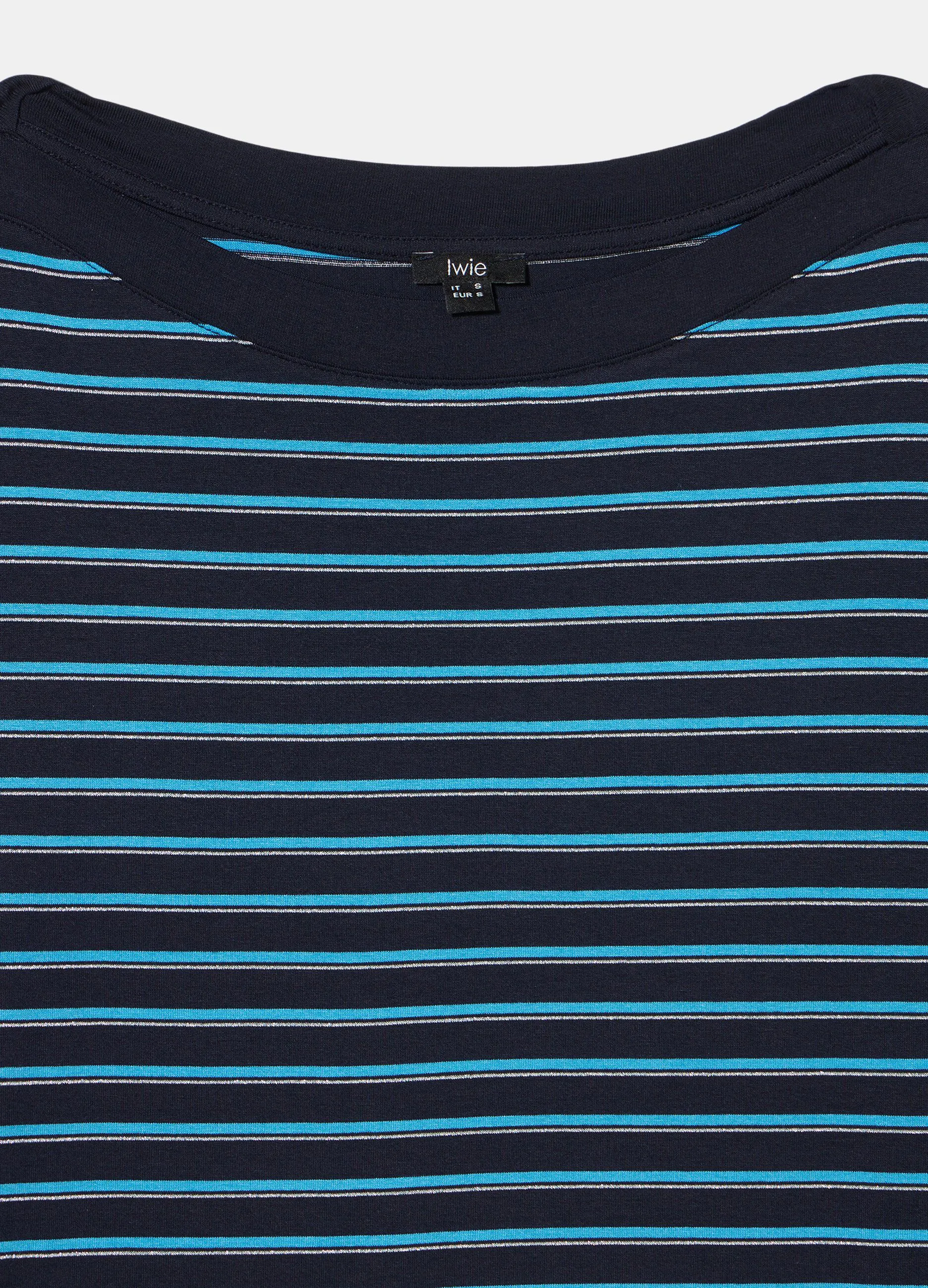 T-shirt a righe e filo lurex donna
