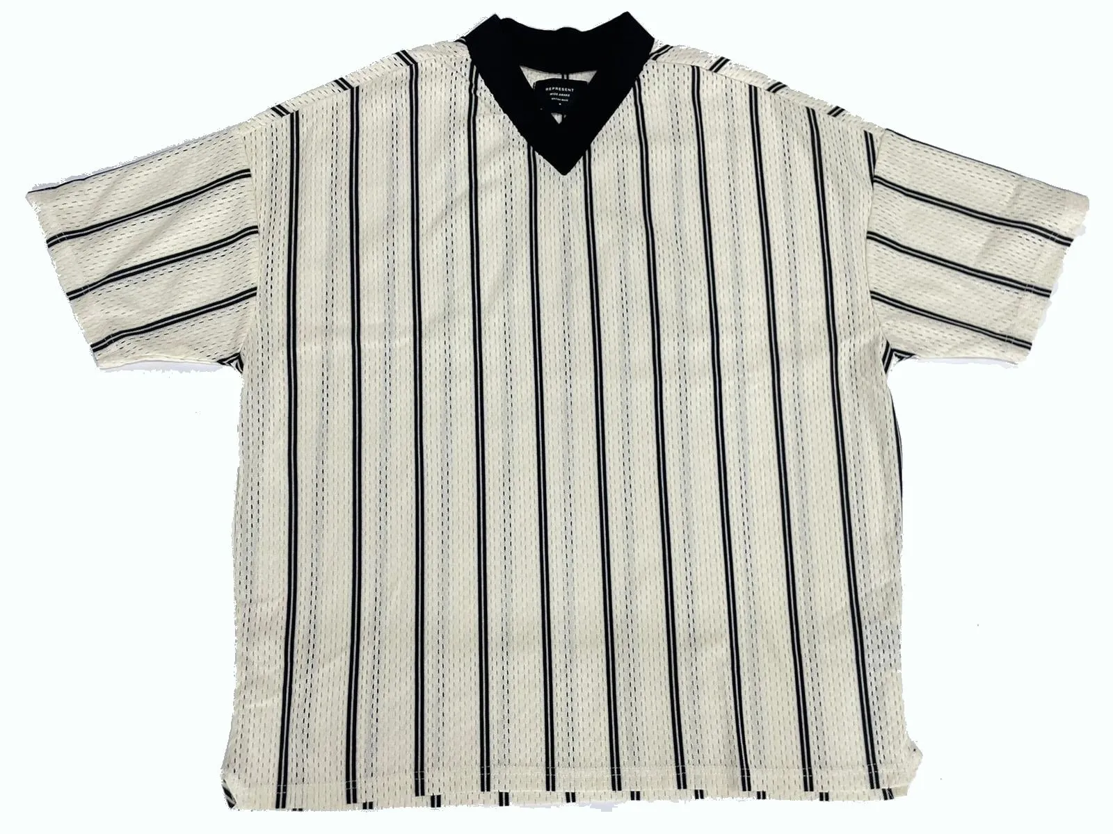 T-SHIRT A RIGHE TRAFORATA IN COTONE
