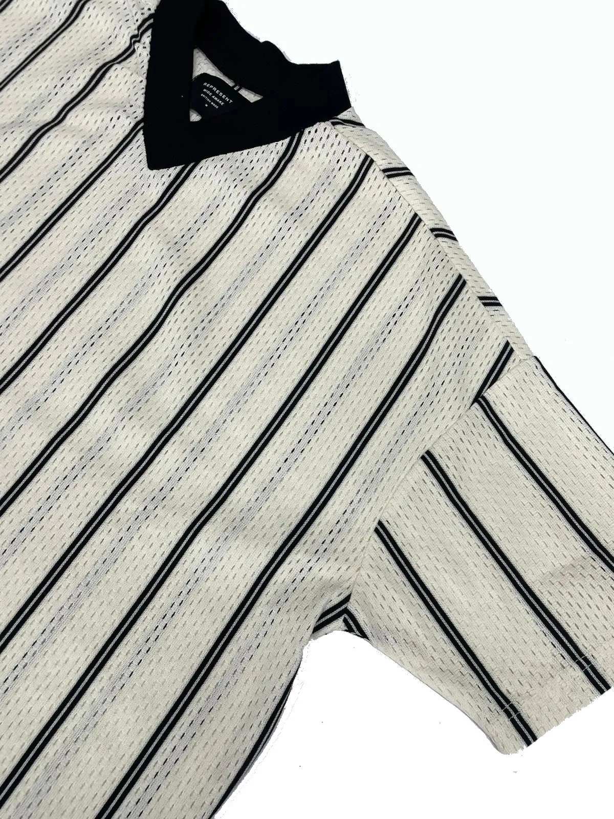 T-SHIRT A RIGHE TRAFORATA IN COTONE
